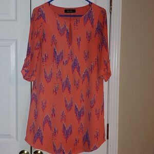 Anna Grace orange printed pattern dress Sz S